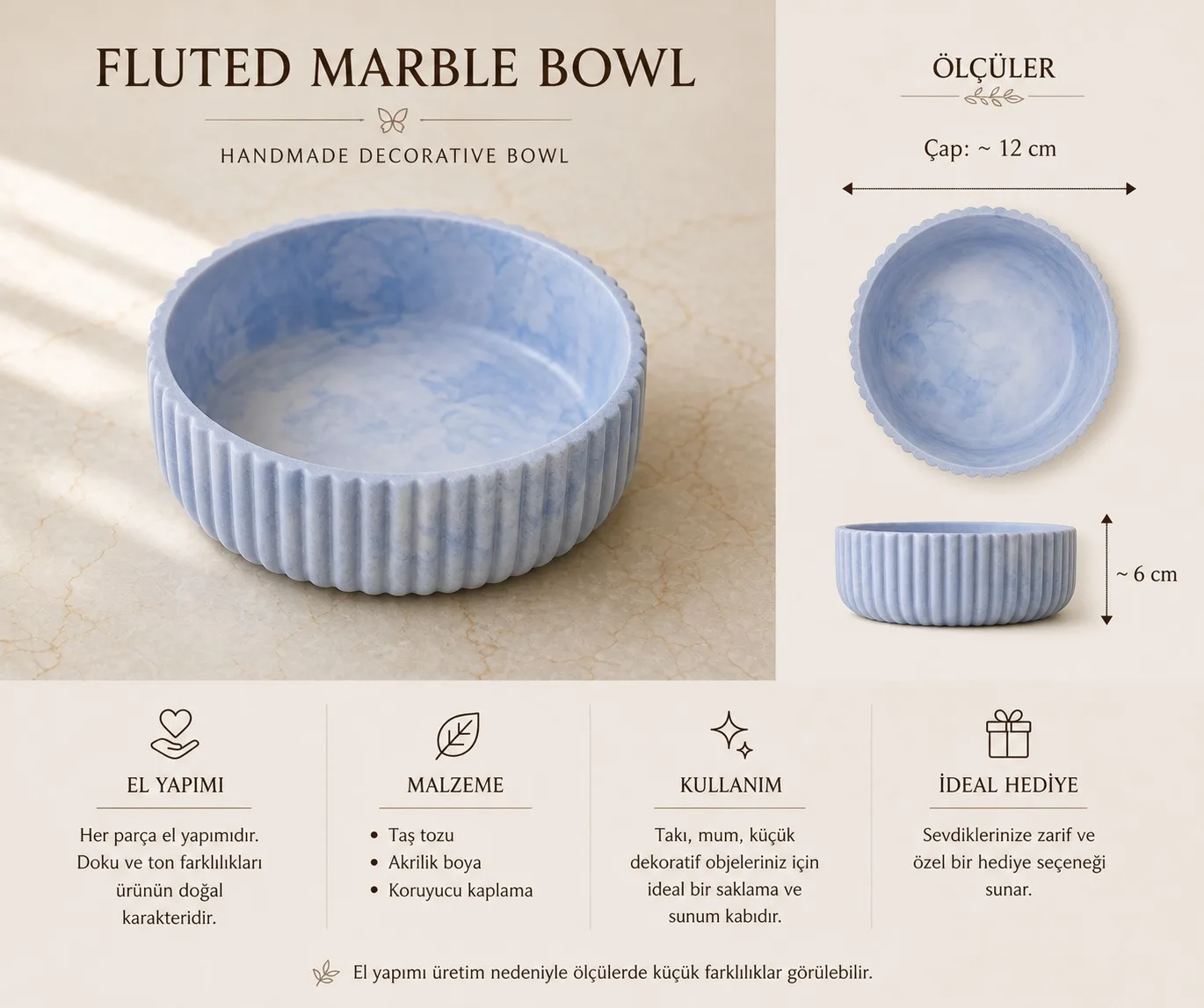 Fluted Marble Bowl