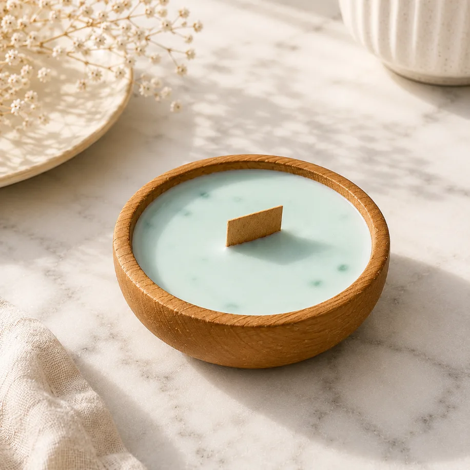 Wood Bowl Candle — Mint