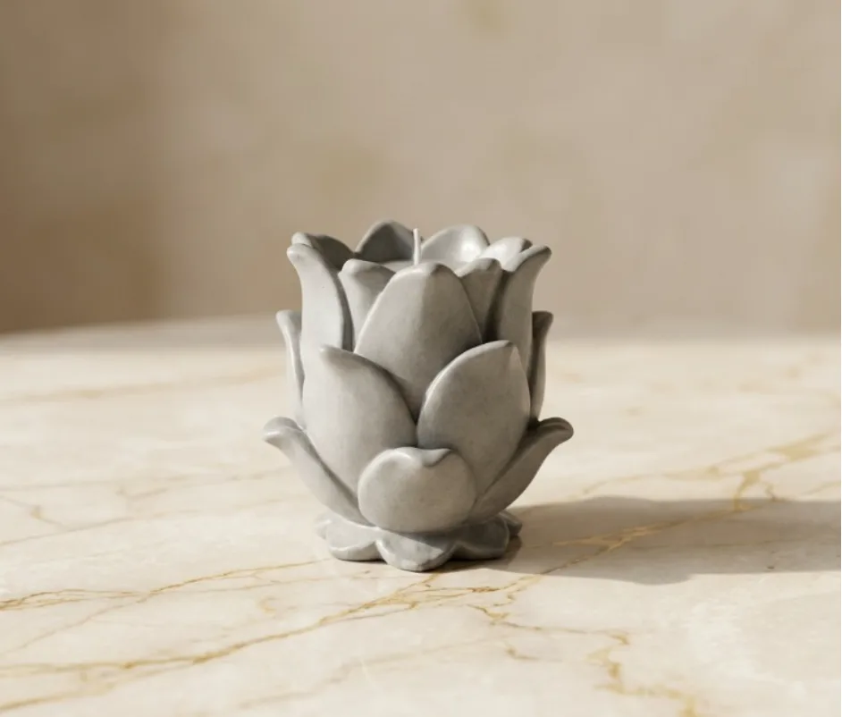 Lotus Serenity Set | Handmade Candle & Holder